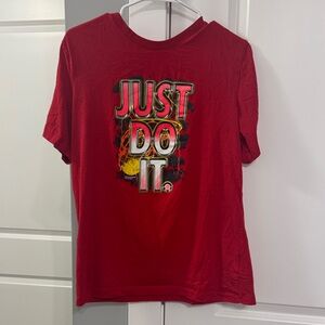 Nike Red Tee with Yellow & Orange Basketball Graphic